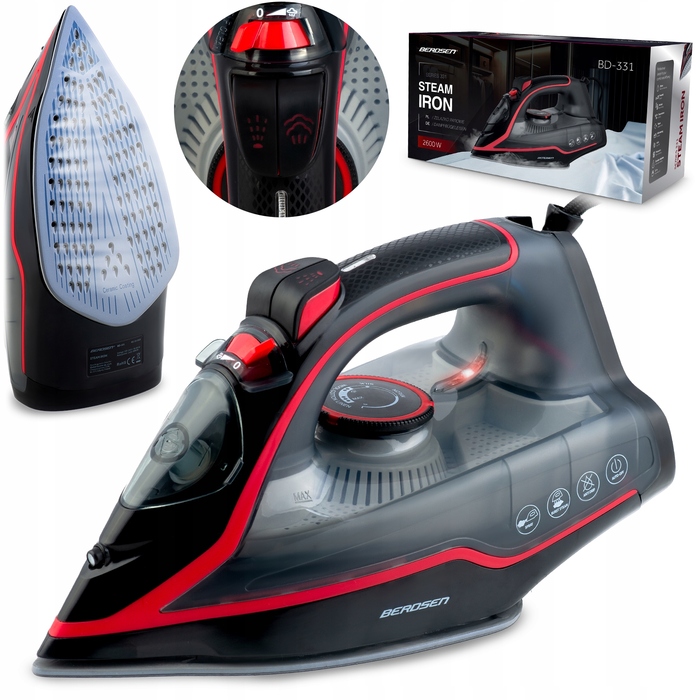 Парова праска Berdsen 2600 Вт з керамічною підошвою та вертикальною подачею пари, 230 мл
