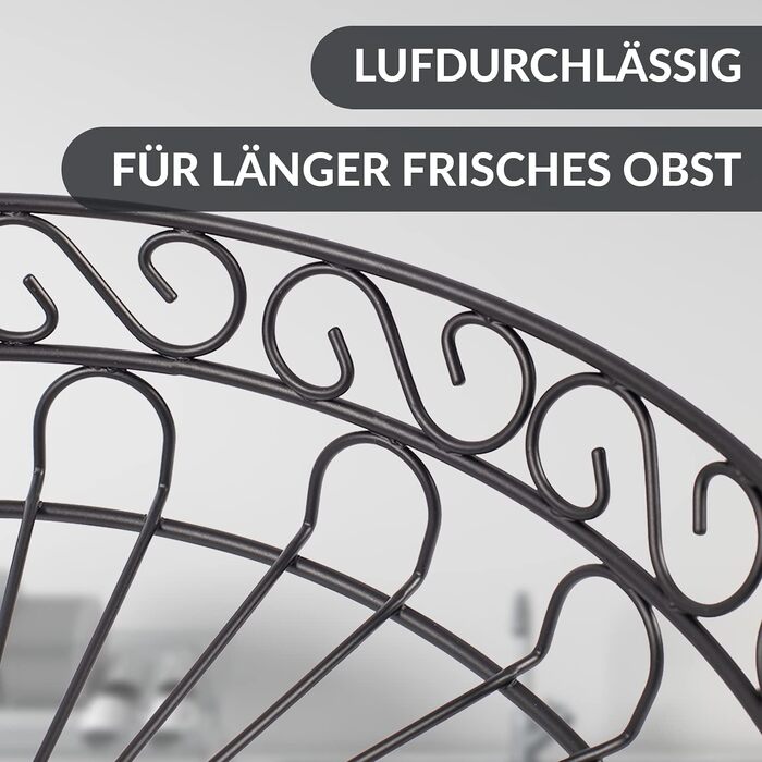 Підставка для фруктів Chefarone: 3 яруси, чорний метал, 34x34x52 см. Зберігайте фрукти свіжими!
