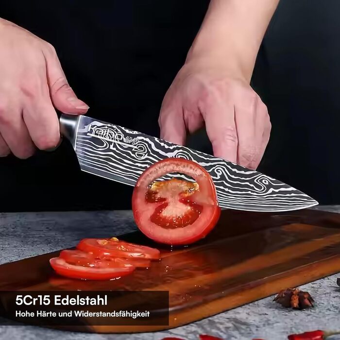 Преміум кухонний ніж для професіоналів та поціновувачів – 20,5 см, нержавіюча сталь 5Cr15, ергономічна ручка, подарункова коробка, довговічний та гострий ніж