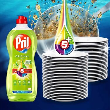 Засіб для миття посуду Pril 5 Plus Original Limette з активною формулою проти жиру, 675 мл (набір 14 шт)