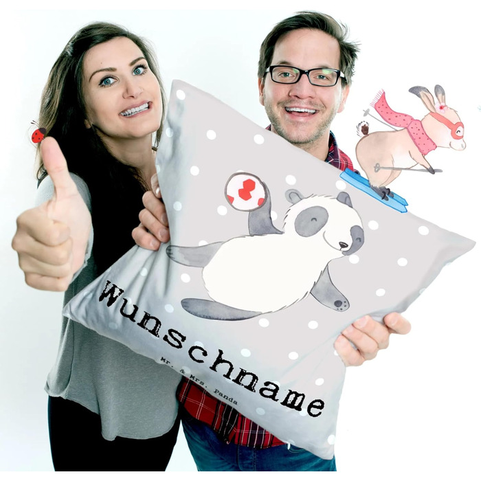 Іменна подушка з пандою для гандболу Mr. & Mrs. Panda – персоналізований подарунок із друком, для спортсменів і фанатів гандболу, з іменем