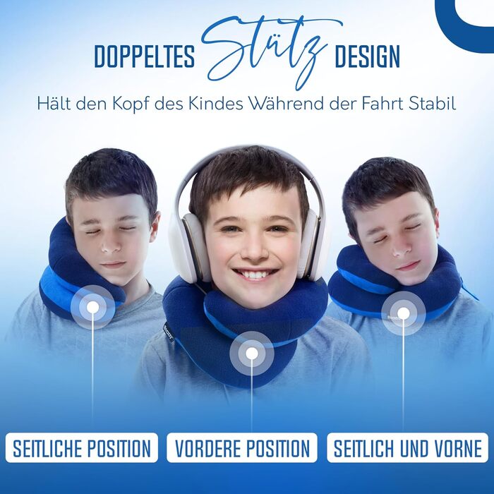 Подушка для шиї BCOZZY для дітей 8-12 років, сірого кольору, середня, для подорожей. Запобігає падінню голови, м'яка, зручна, можна прати.