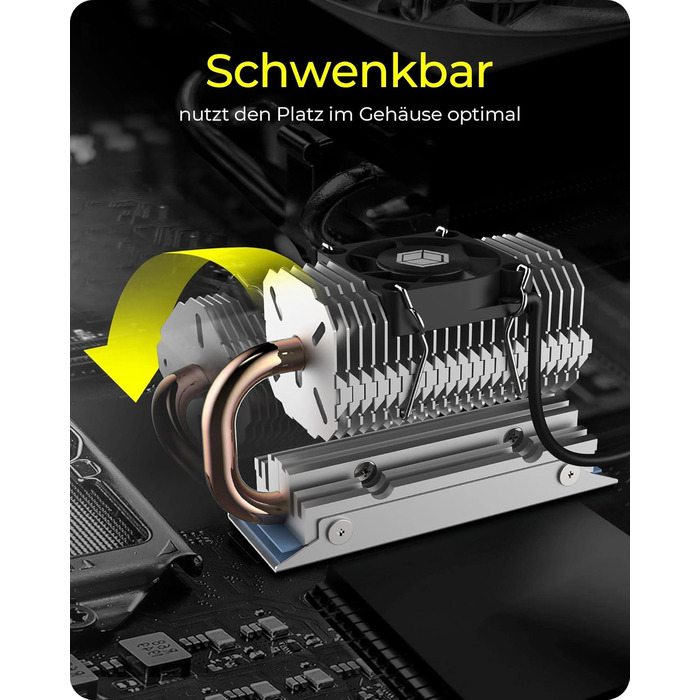 Охолоджувач для M.2 SSD ICY BOX з алюмінієвим радіатором та термопрокладками, без вентилятора, 10 мм, чорний