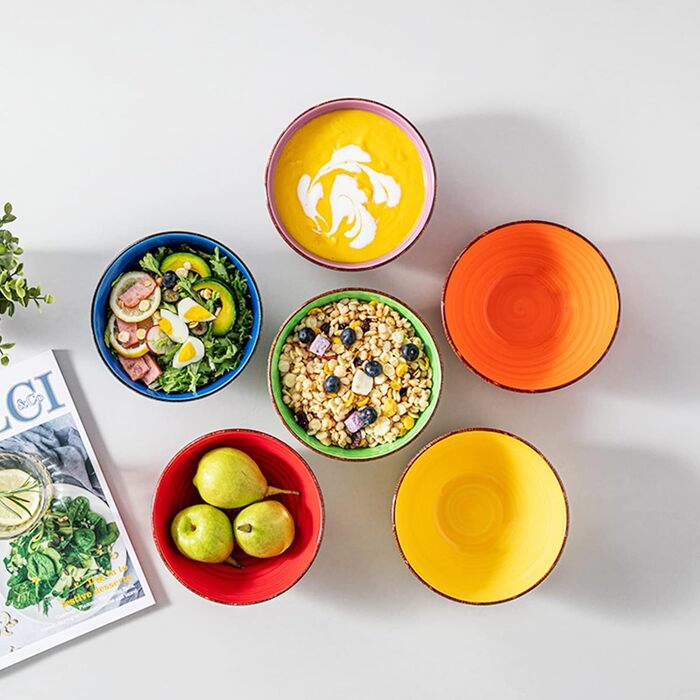 Vancasso Soup Bowls, Stoneware, BONITA 6-Piece Bowl Set, Salad Bowl, Pasta Bowls, Bowl Set, Multicolor