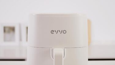 Фритюрниця EVVO без олії, 6 л, 1700 Вт, антипригарне покриття, Dual-Cyclon технологія, багатофункціональна, для випікання, дегідратації, розморожування, до 200 °C, автоматичне вимкнення, білий колір