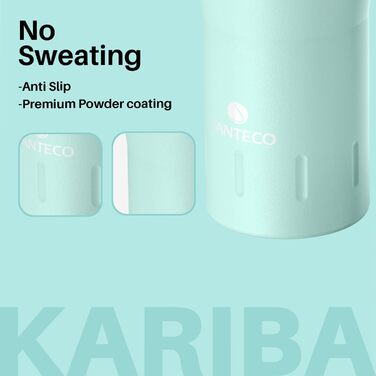 Термокружка SANTECO 350 мл з нержавіючої сталі 18/8, подвійні стінки, ізольована, з кришкою, не містить BPA, темно-зелена