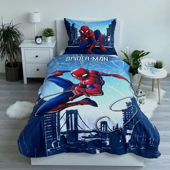 Дитяча постільна білизна Jerry Fabrics Spider-Man: двостороння ковдра 140x200 см та наволочка 70x90 см, 100% бавовна