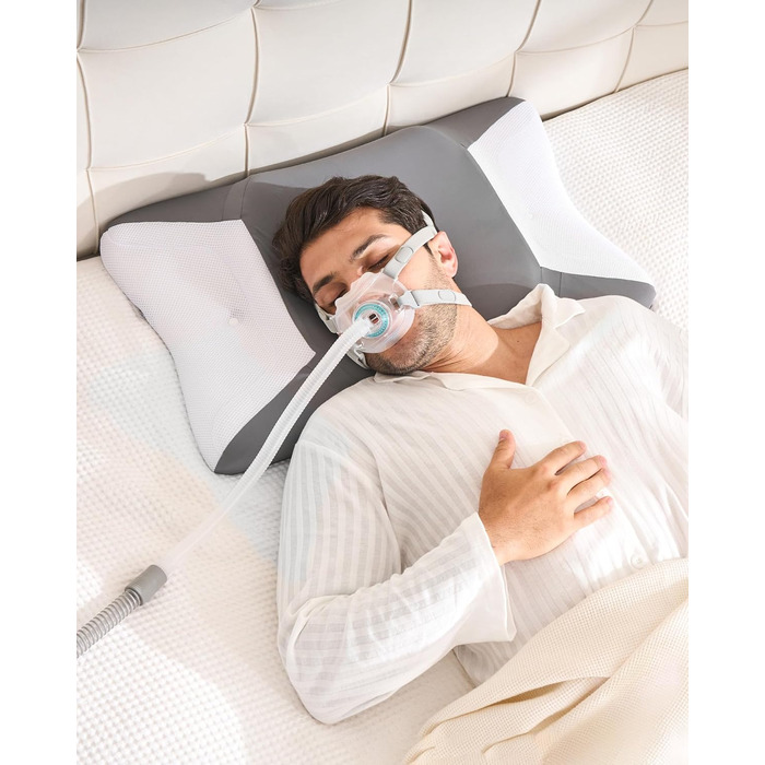 Ергономічна подушка з ефектом пам'яті (Memory Foam) для шиї та голови, дихаюча наволочка, підходить для сну на боці, спині та животі, темно-сіра, 65 x 40 x 9/11 см