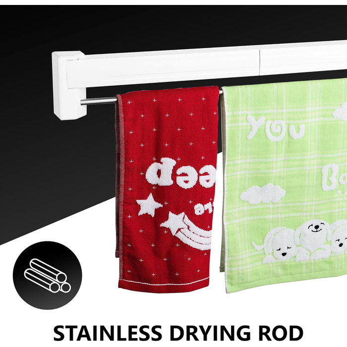 Настінна сушарка для білизни Vonia – компактна та складна – міцна сушарка для одягу для ванної кімнати, балкону та маленьких квартир (біла, 70 x 37 см)