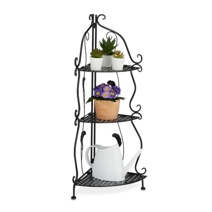 Relaxdays Metal Corner Shelf with 3 Tiers