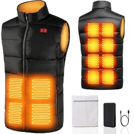 Обогревна жилетка SNZ для жінок та чоловіків, USB жилетка з акумулятором, тепла жилетка для активного відпочинку, роботи, альпінізму, полювання, чорна (з акумулятором 10000mAh) S