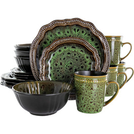 Набір посуду Elama, 16 предметів, кераміка, смарагдово-зелений (Jadegrün)
