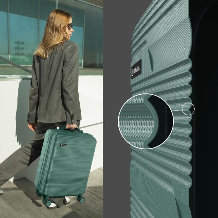 Набір валіз NUMADA 4 шт. Upfly T10 ABS: ручна, середня та велика валіза, косметичка. Міцний набір валіз з ABS пластику 55x40x20, 60L, 78L