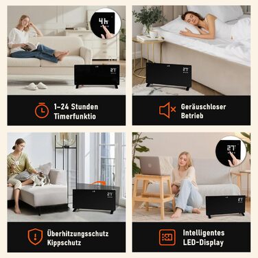 Електричний конвектор Citybee 2500W з термостатом, пульт, таймер, захист від перегріву, 2 роки гарантії