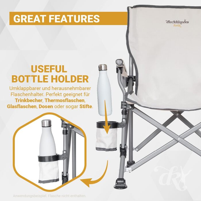 Дитячий складаний стілець для кемпінгу Jorik, бежевий, з підсклянником, вантажопідйомність 120 кг