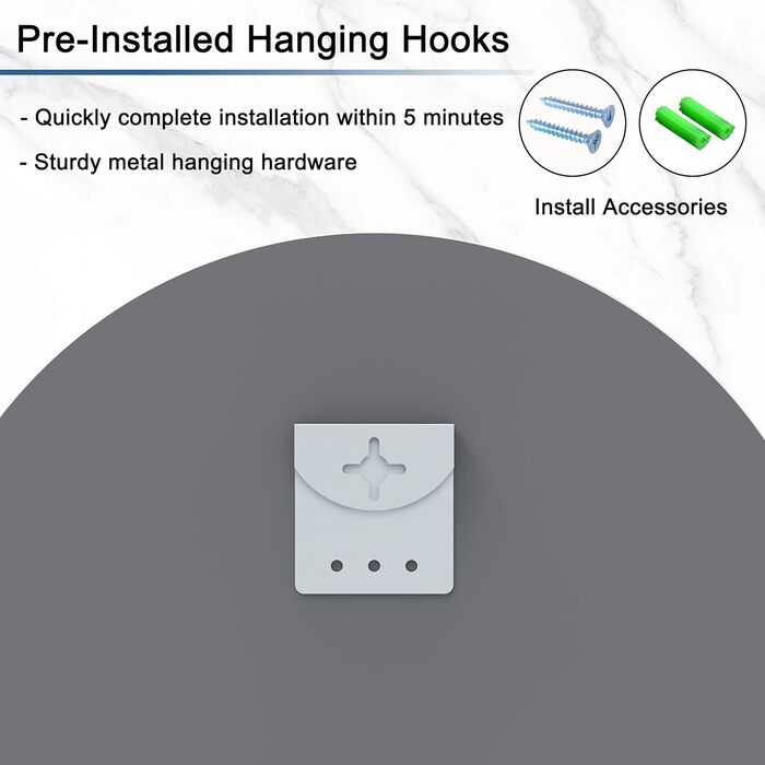 Круглий дзеркало Anyhi без рами, 40.6 см, для ванної, вітальні, спальні, з монтажем на стіну