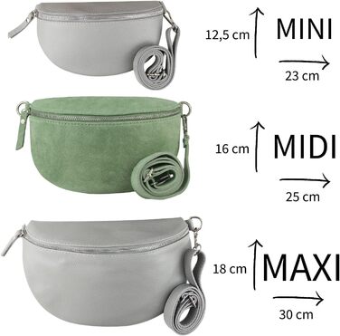 Сумка поясна жіноча Frentree® шкіряна, виготовлена в Італії, крос-боді, через плече, срібний блискавка, велика (Midi срібло бірюза замша)