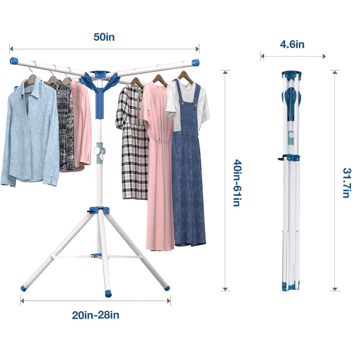 Висувний розкладний сушильник для білизни - стійка для сушіння, кемпінгова, компактна, для балкона, дому та вулиці