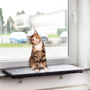 Ліжко для котів на підвіконня Snuggly Place - велике, зручне, миється, 75 x 35 см (Антрацит)