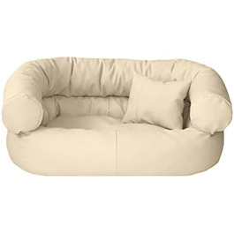 Ліжко для собак Juelle Fergus S-XXL з штучної шкіри, знімний коврик, м'яке собаче ліжко, крісло для собак (100x80x35 см, Бежевий)