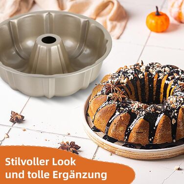 Форма для кексів Onader Gugelhupfform, 25.5 см, з антипригарним покриттям, з нержавіючої сталі, для випікання кексів, хліба, тортів. Золотий колір