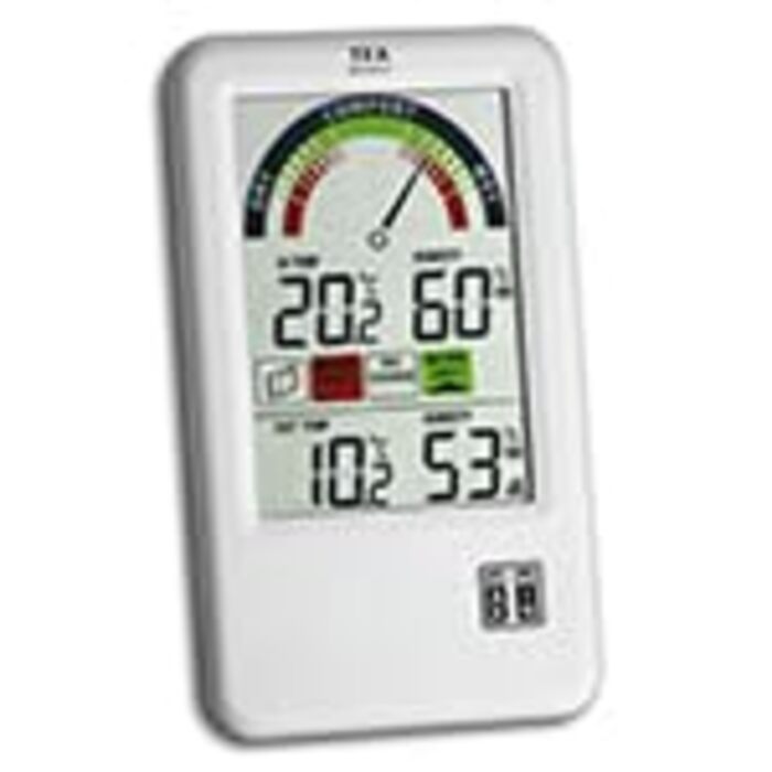 TFA Dostmann Bel-Air Thermo-Hygrometer with Ventilation Recommendation and Comfort Zone Display, for Room Climate Control, L 95 x W 20 (65) x H 158 mm