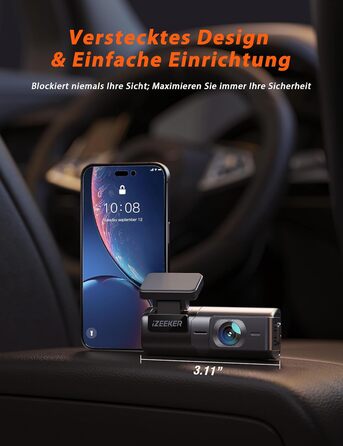 iZEEKER Dashcam 2.5K: Автомобільна камера з Wi-Fi, 1440P, 32GB, Нічне бачення, WDR, G-сенсор, Loop-запис, Паркувальний режим 24/7
