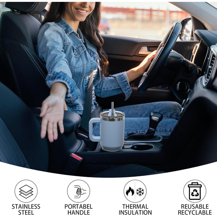 Термокружка WATERSY 40oz з нержавіючої сталі, подвійні стінки, вакуумна ізоляція, 591 мл, Smogblau