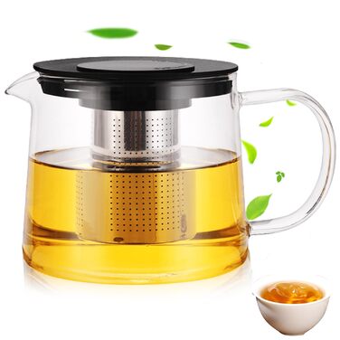 Скляний чайник Teekanne з ситом з боросилікатного скла, 1.5 л, термостійкий заварник для листового чаю з кришкою
