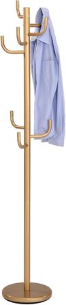 IDIMEX Clothes Rack Mila made of metal, a practical coat rack with 8 hooks. Timeless hat stand with round plate base (Gold)