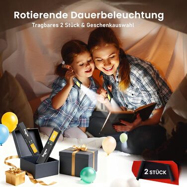 LED-ліхтарик Shadowhawk 2 шт. Зарядний, водонепроникний, COB, з магнітом та кліпсою, 7 режимів, чорний | Для кемпінгу, майстерні, надзвичайних ситуацій