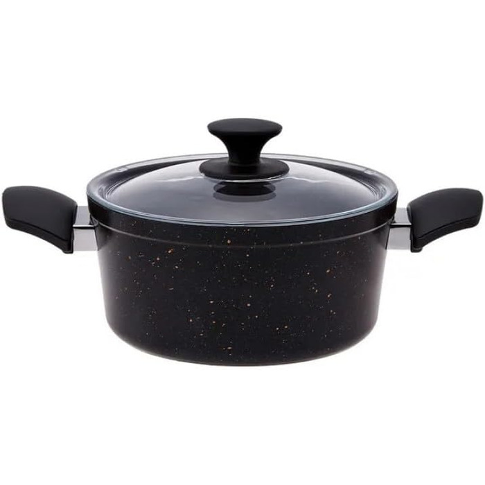 Набір посуду Karaca Biogranit, 7 предметів, чорний/золотий, з антипригарним покриттям, для індукційних плит, граніт