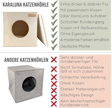 Кішка-будиночок з фетру для полиці (IKEA Kallax/Expedit) | Місце для сну кота | Клітка-гніздо для 2 котів | Бежевий