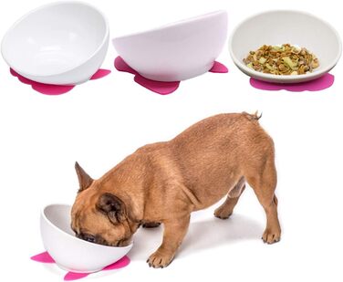 Миска для собак та котів JYHY Bulldog з кераміки, нахилена, з гумовою основою, 1.5 чашки (Чорна миска + стійка)