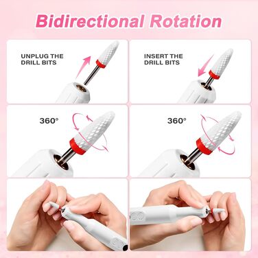 Професійний бездротовий апарат для манікюру та педикюру Brencco, 12 в 1, 18000 об/хв, 8 насадок, зарядка Type-C, для дому та салону