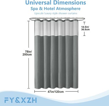 Шторка для душу FY&XZH з гачками, важка, водонепроникна, з ТПУ-покриттям, стиль готелю з сітковим вікном, 2 гачки, зелений (83 x 83 см)