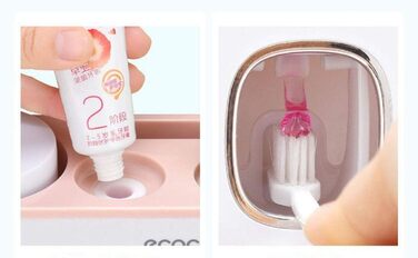 Автоматичний диспенсер пасти та тримач для зубних щіток MHTECH (рожевий) - комплект з 2 пастоущільнювачами, 4 стаканами, вміщує 5 щіток