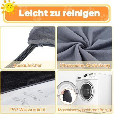 Електричний нагрівальний килимок Angelpet для собак та котів, 45x70 см, 9 температурних режимів, таймер, бісостійкий кабель, 2 знімні чохли