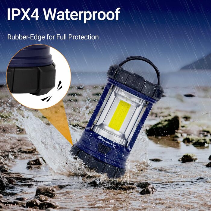 Camping Lantern, 3200LM Bright Camping Lights, 4600mAh Power Bank & Rechargeable LED Lantern, Dimmable Searchlight with 5 Light Modes Flashlight, Emergency Light for Power Outages (Navy blue)