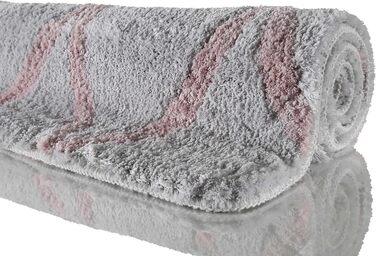 Homie Living Badteppich, Bath Mat, fluffy, soft pile, non-slip and washable, San Bosa (55 x 65 cm, Grey Pink) Grey Pink 55 x 65 cm