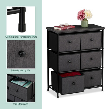 Relaxdays Chest of Drawers, 6 Drawers