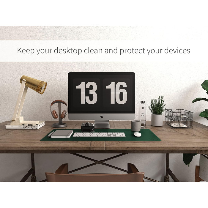 Килимок для миші RENMTURE з натурального корку та PU-шкіри, 80 x 40 см, темно-зелений, для офісу та дому