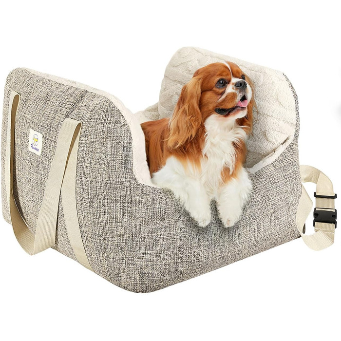 Автокрісло для собак Pawaboo: зручне ліжко-переноска для маленьких собак до 11 кг, коричнево-бежеве