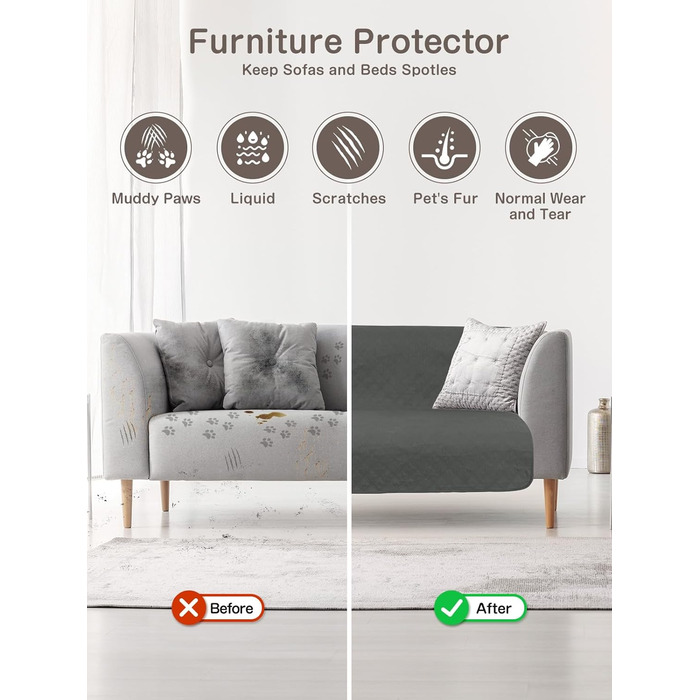 Водонепроникний килимок для собак, диванів та ліжок, захист від шерсті та подряпин, 152x203 см