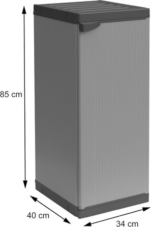 Mongardi W2016 cabinet made of PVC and PP resin, 1 door, 1 shelf, easy assembly, modular system, robust, suitable for indoor and outdoor areas, 34 W x 40 D x 85 H cm, Black and Grey