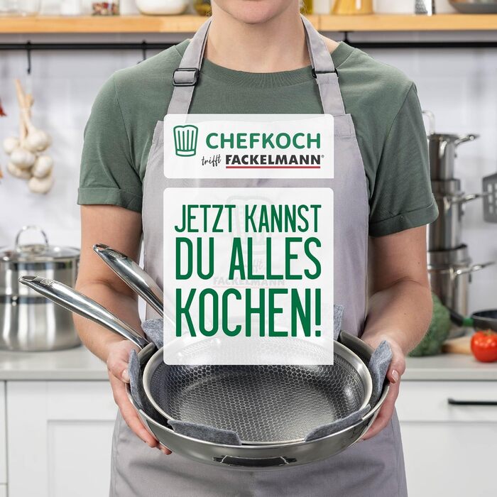 Сковорода FACKELMANN Chefkoch Kiel 24 см з керамічним антипригарним покриттям, нержавіюча сталь, для всіх плит (індукція)
