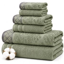 Набір рушників Pacific Coast Textilien Damast Jacquard з бордюром, 100% бавовна, сіро-зелені, 8 шт.