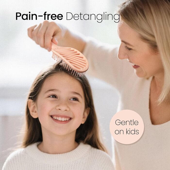AIMIKE Рожева щітка для розплутування волосся Luxe Entwirrbürste - безболісна, з вентиляцією та ультрам'якими щетинками FlexGlide, для жінок, дівчаток та дітей