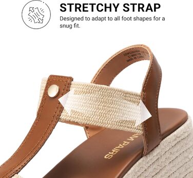 Босоніжки жіночі DREAM PAIRS на танкетці Espadrille, коричневі, 38.5 EU - зручні сандалі для відпочинку та пляжу з підтримкою склепіння стопи