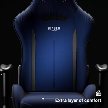 Ігрове крісло Diablo X-Starter, ергономічне, тканинна оббивка, регульовані підлокітники, механізм гойдання, навантаження до 136 кг, темно-синє